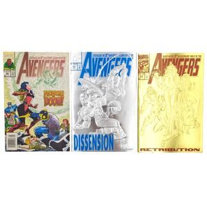 Avengers Lot 361 363 366 Marvel Comics Gold Silver Embossed Covers 1993 VF